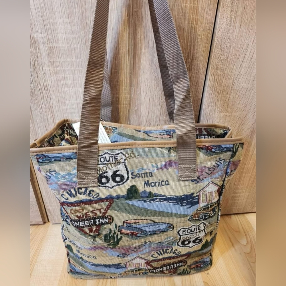 Route 66 Themed Tote Bag - Multicolor